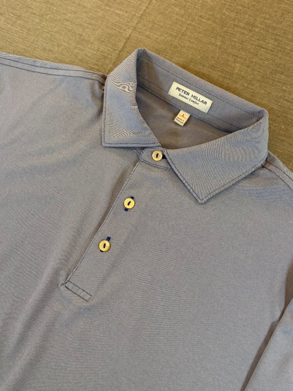 Peter Millar Summer Comfort Light Blue Golf Polo Shirt Men Large